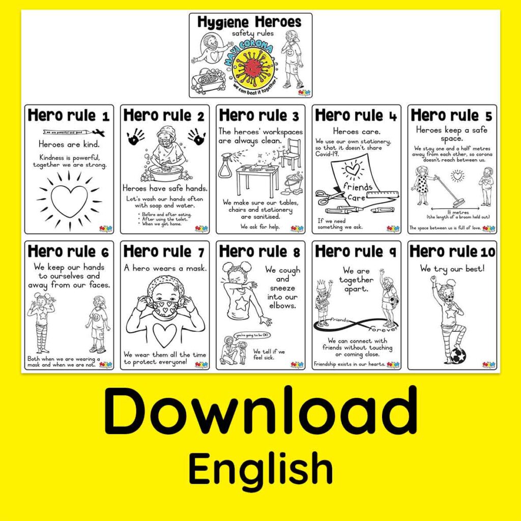 Hygiene Heroes safety rules, English - download