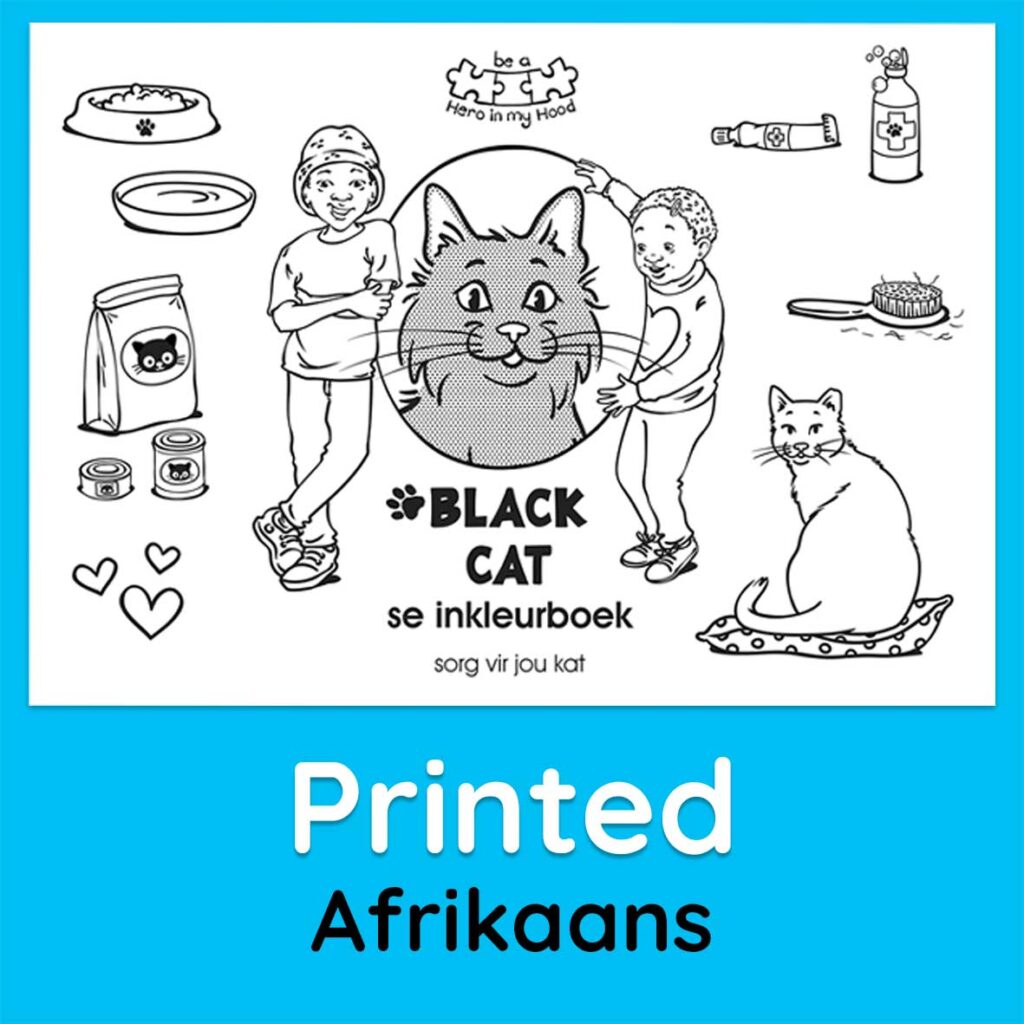 Black Cat's colouring book, Afrikaans - printed