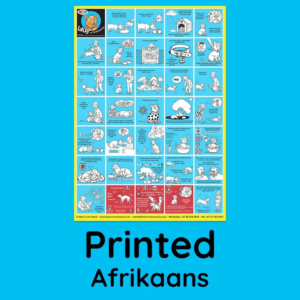 Lucky's Pet Care Poster, Afrikaans - printed
