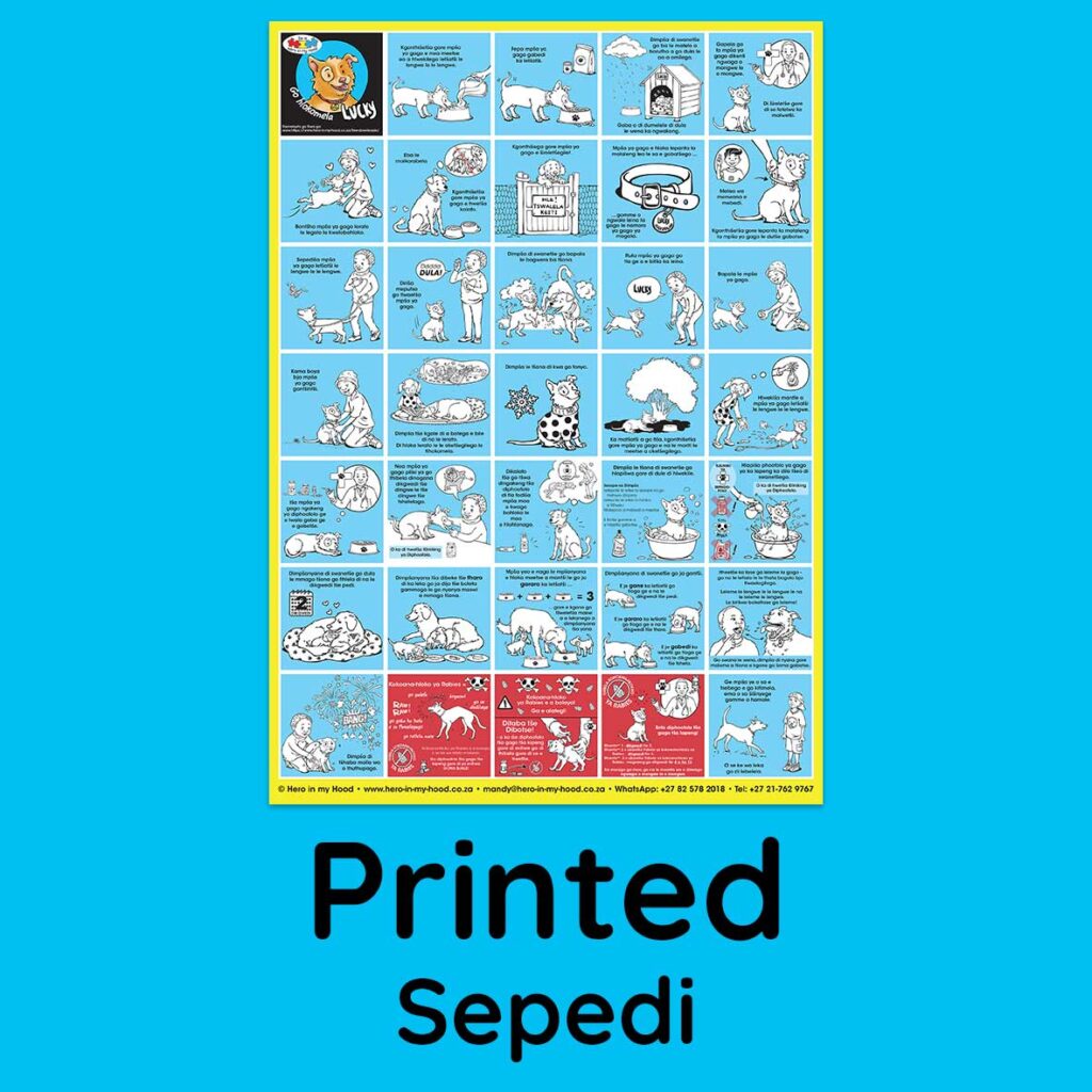 Lucky's Pet Care Poster, Sepedi - printed