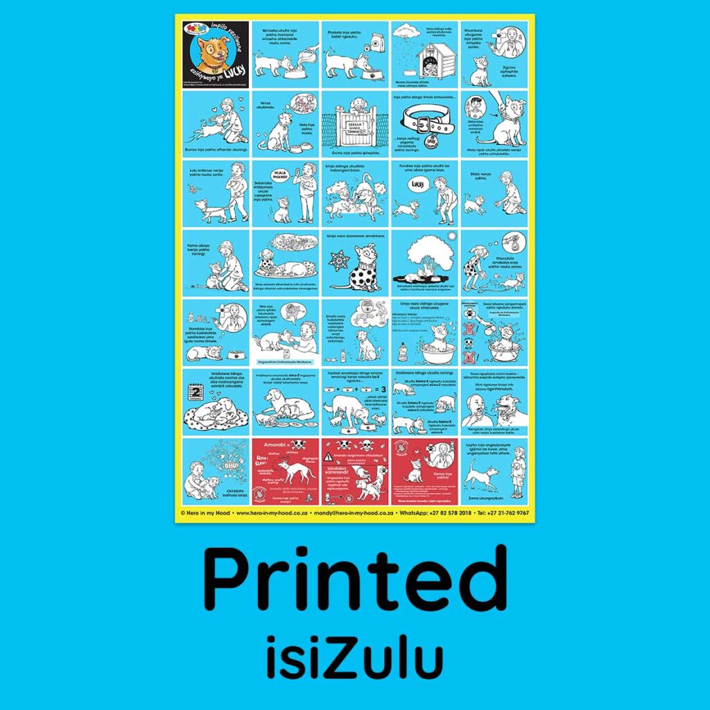 Lucky's Pet Care Poster, isiZulu - printed