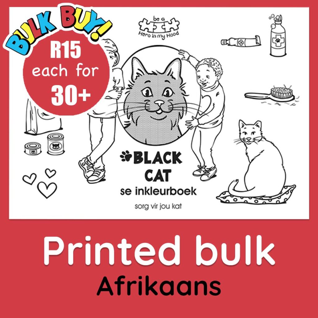 Black Cat's colouring book bulk buy, Afrikaans - printed
