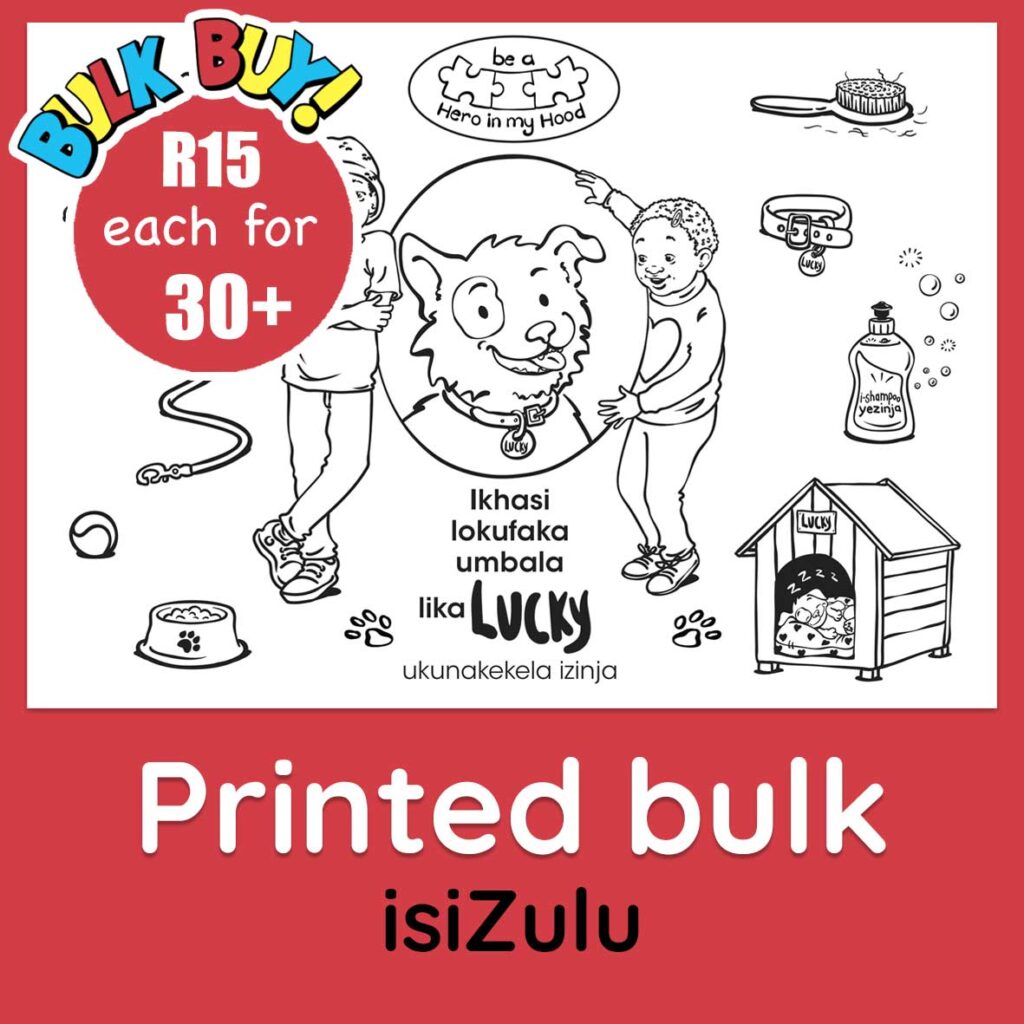 Lucky's colouring book bulk buy, isiZulu - printed