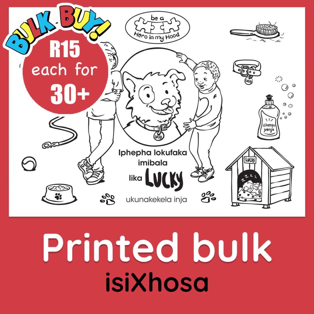 Lucky's colouring book bulk buy, isiXhosa - printed