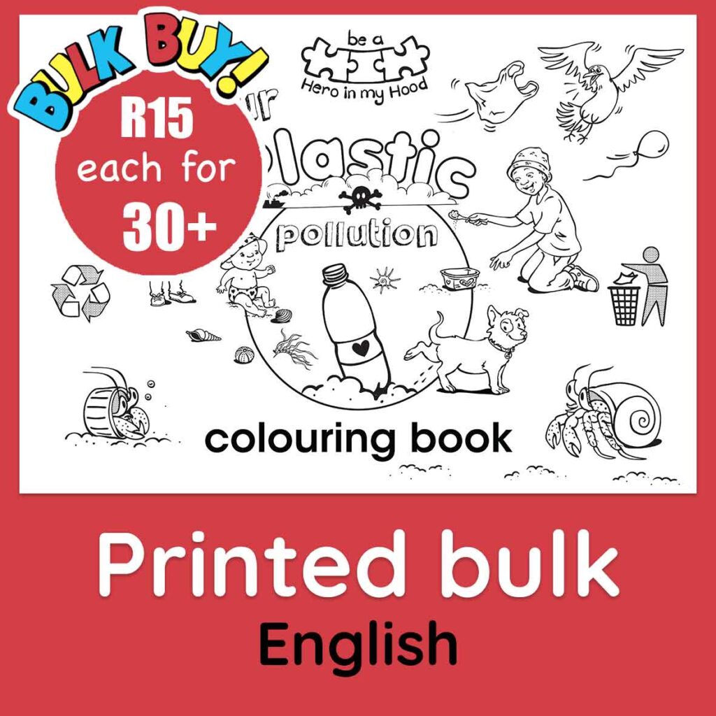 Our Plastic Pollution colouring book bulk buy, English - printed