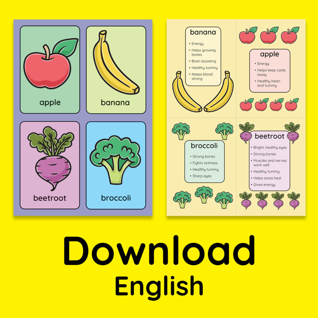 Nutrition Flash Cards, English - colour download